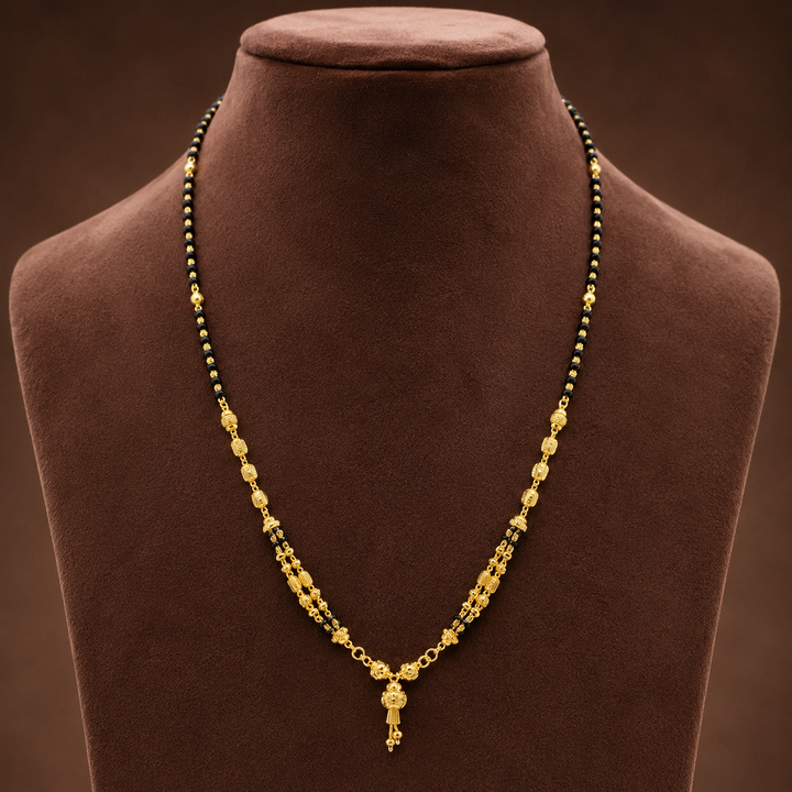 Traditional Gold Mangalsutra in 22KT Yellow Gold with Black Beads | 11.17g
