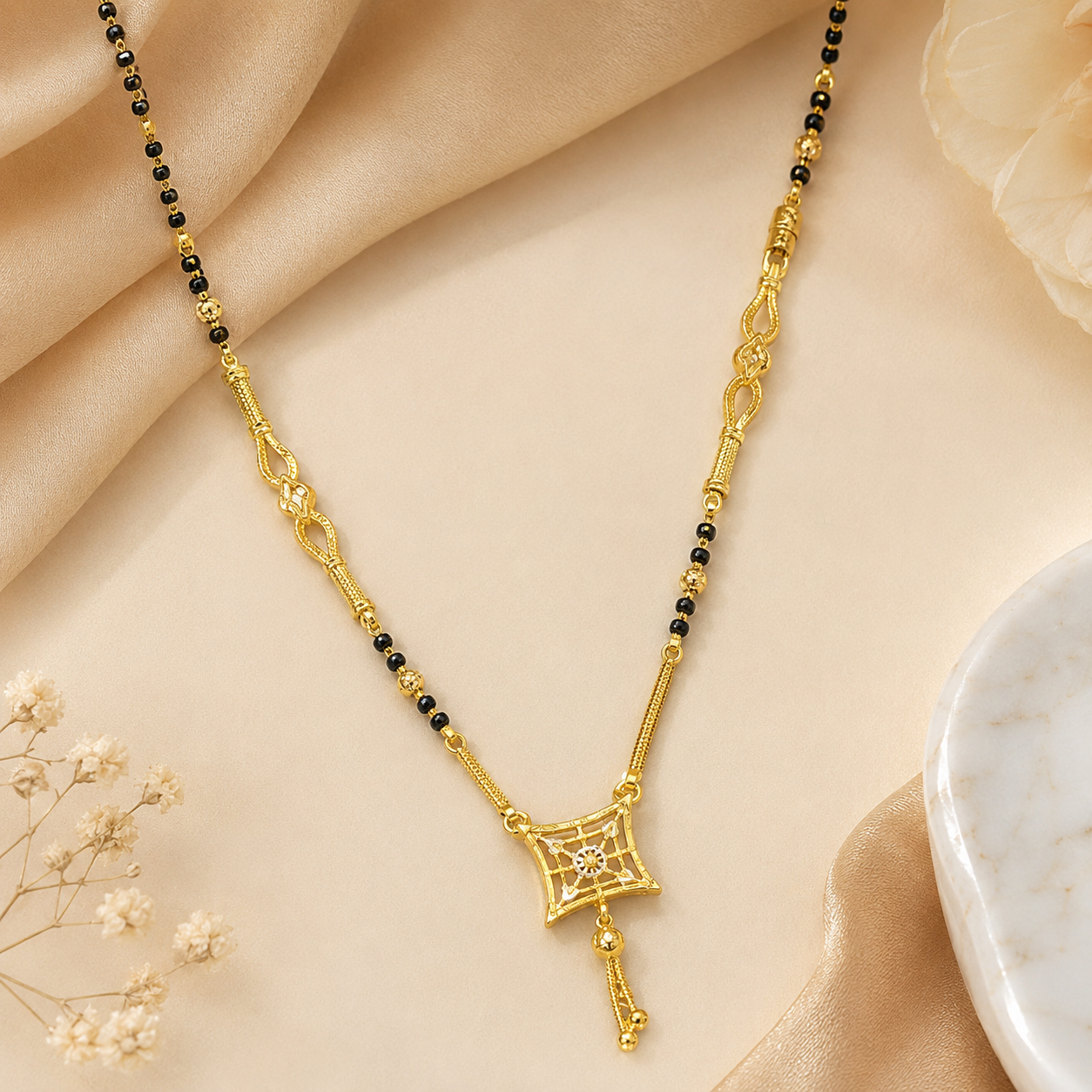 Gold Mangalsutra in 22KT Yellow Gold – Savya Jewels