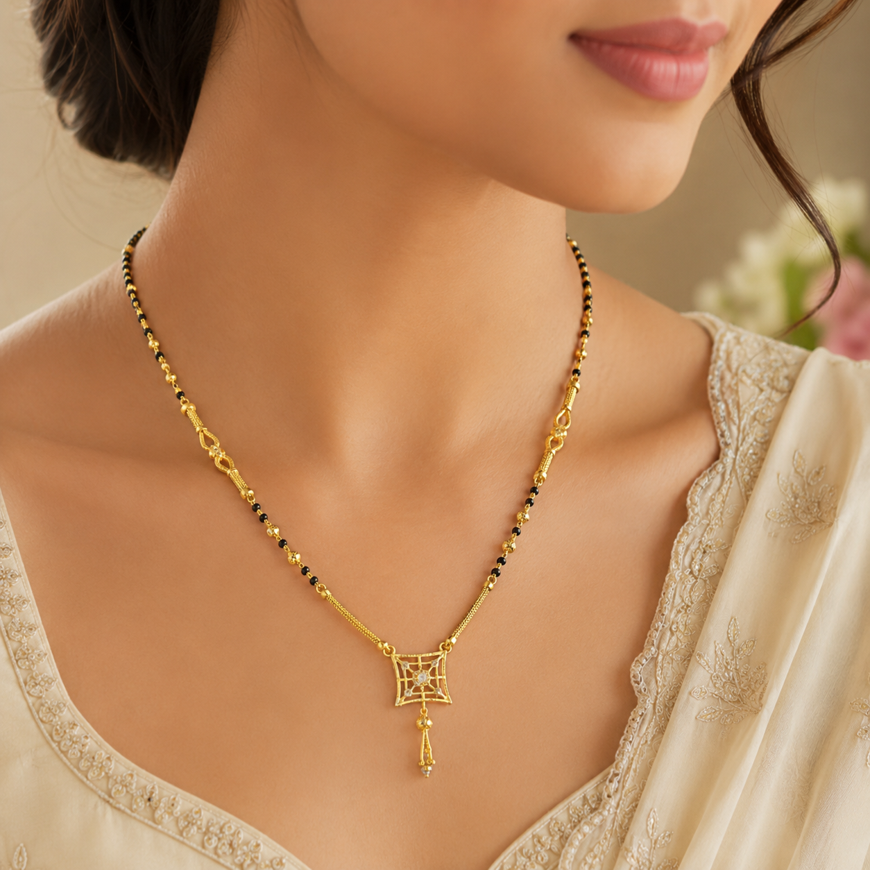 Gold Mangalsutra in 22KT Yellow Gold – Savya Jewels