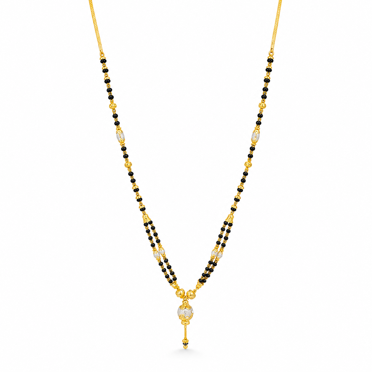 Traditional Gold Mangalsutra in 22KT Yellow Gold with Black Beads | 8.96g