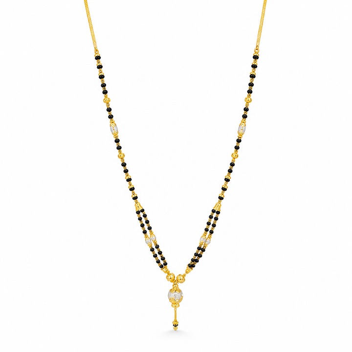 Traditional Gold Mangalsutra in 22KT Yellow Gold with Black Beads | 8.96g