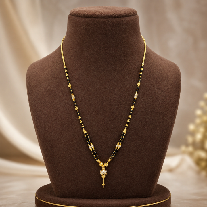 Traditional Gold Mangalsutra in 22KT Yellow Gold with Black Beads | 8.96g