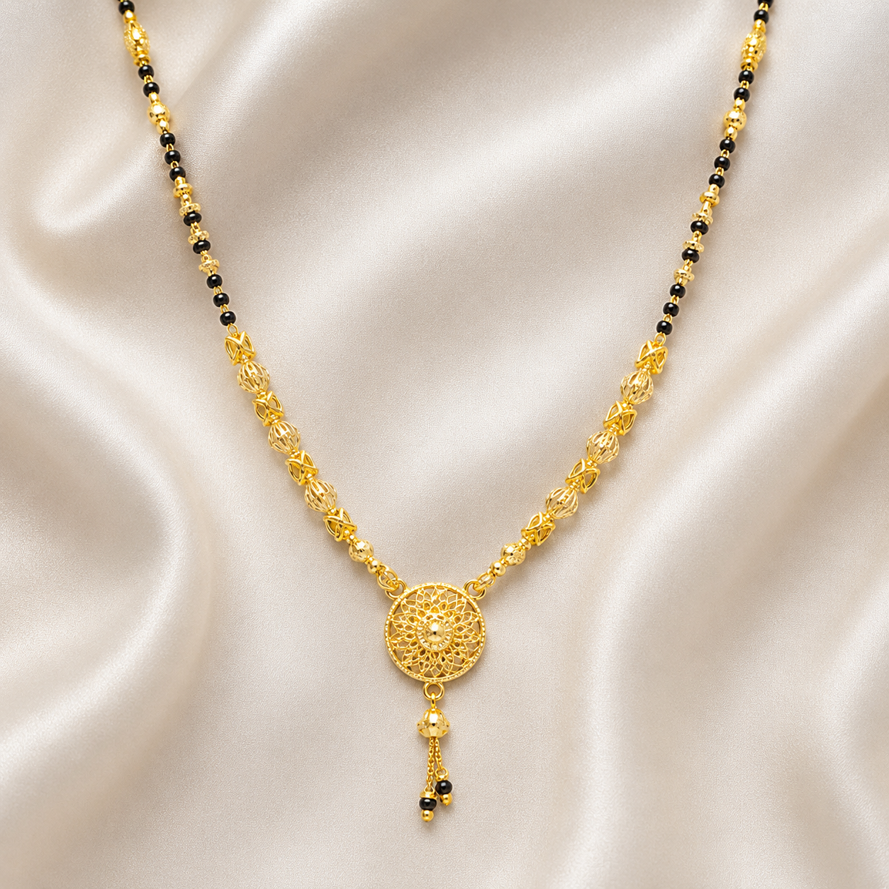 Traditional Gold Mangalsutra in 22KT Yellow Gold with Black Beads | 10.81g | Design