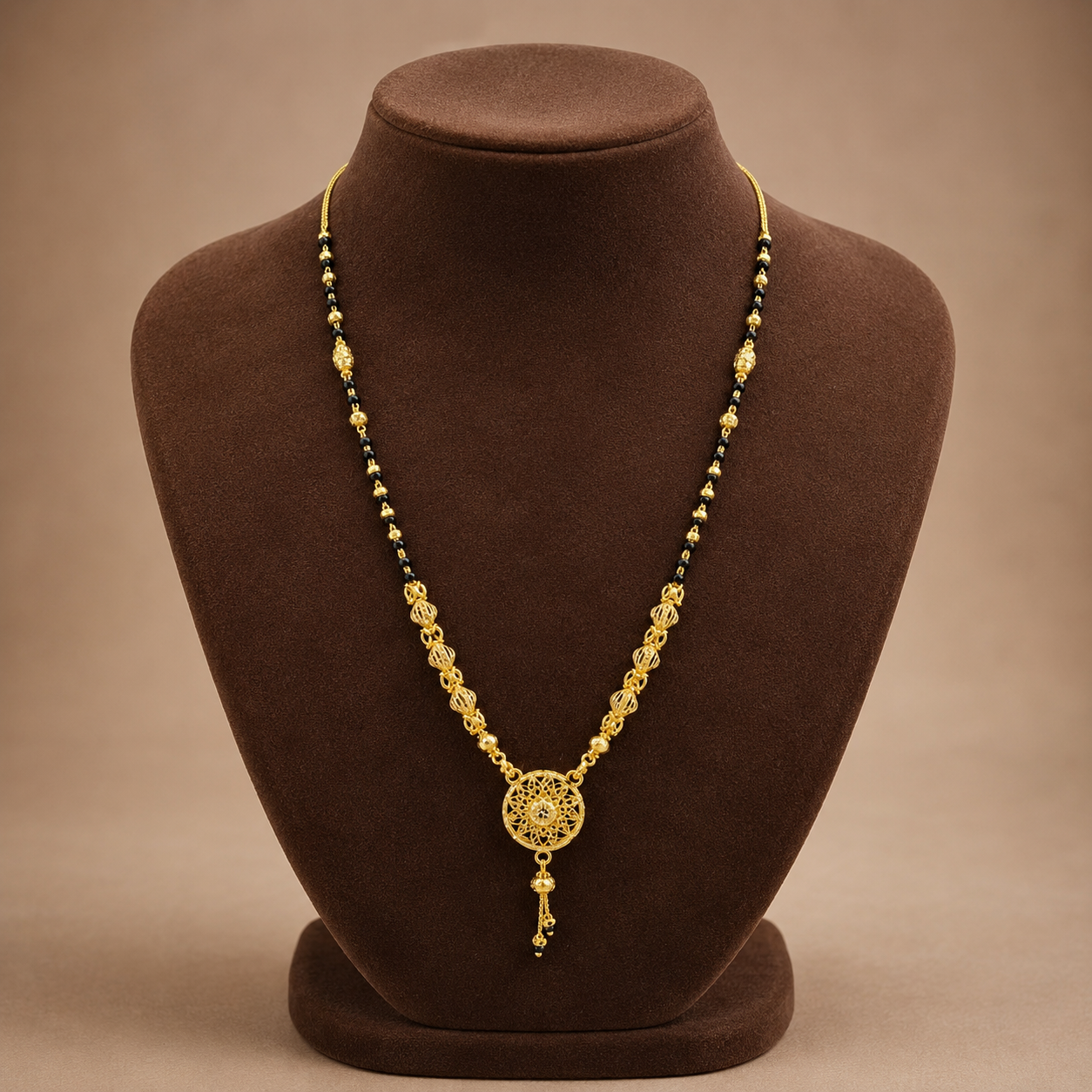 Traditional Gold Mangalsutra in 22KT Yellow Gold with Black Beads | 10.81g | Design