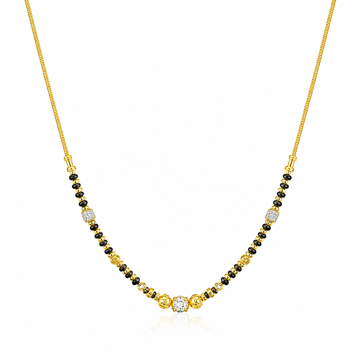 Traditional Gold Mangalsutra in 22KT Yellow Gold with Black Beads | 8.50g | Lightweight Design