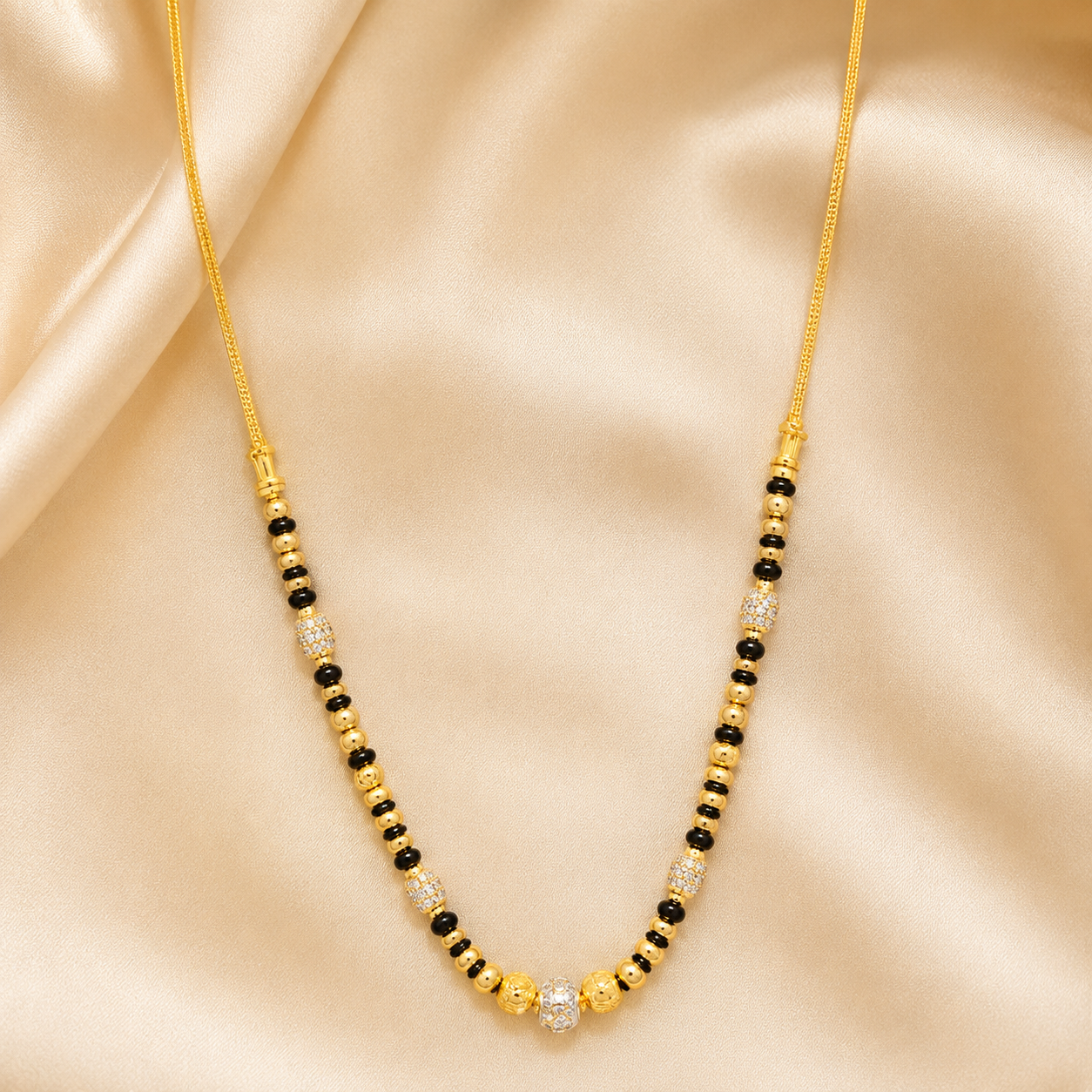 Traditional Gold Mangalsutra in 22KT Yellow Gold with Black Beads | 8.50g | Lightweight Design