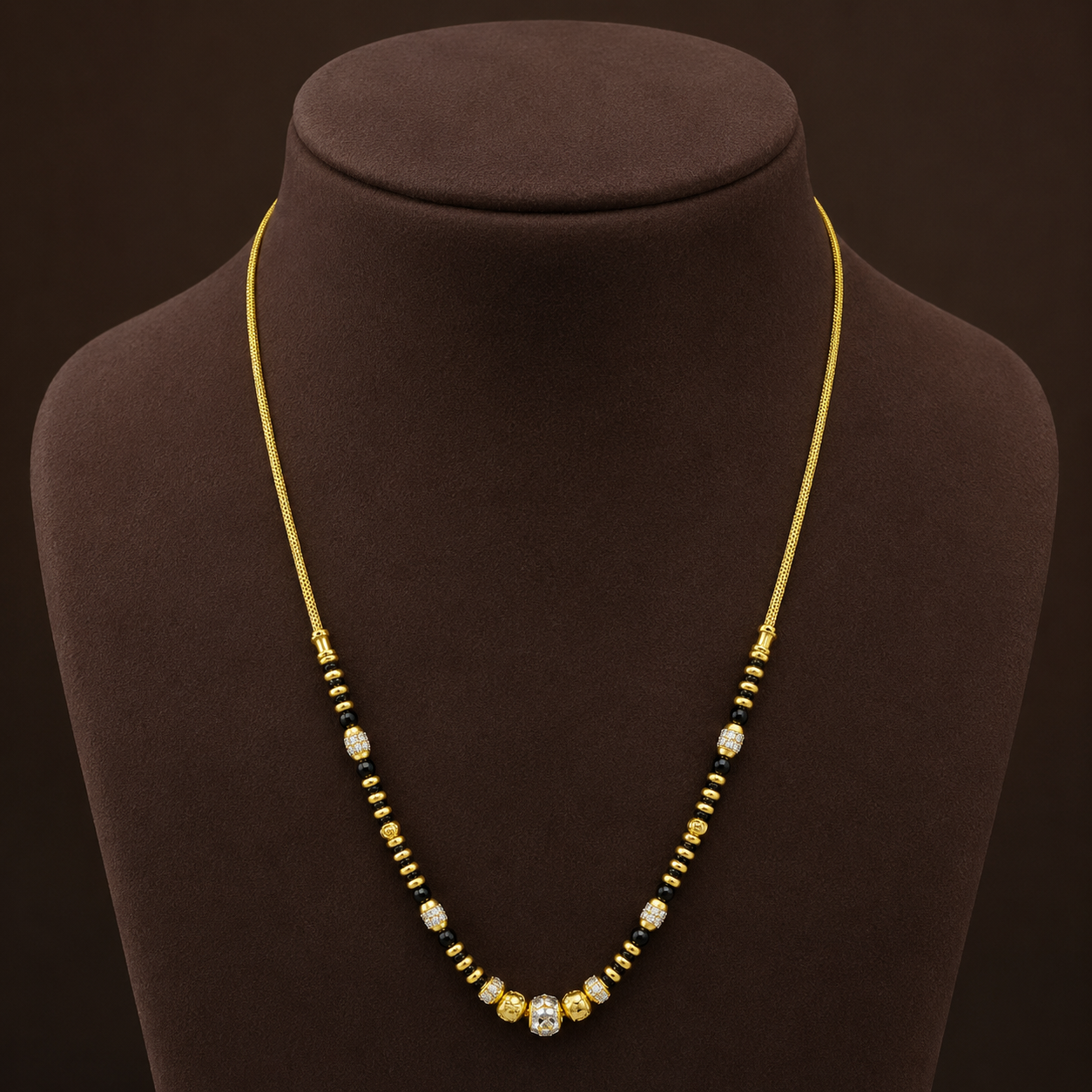 Traditional Gold Mangalsutra in 22KT Yellow Gold with Black Beads | 8.50g | Lightweight Design