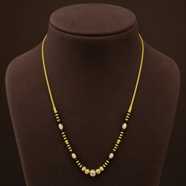 Traditional Gold Mangalsutra in 22KT Yellow Gold with Black Beads | 8.50g | Lightweight Design