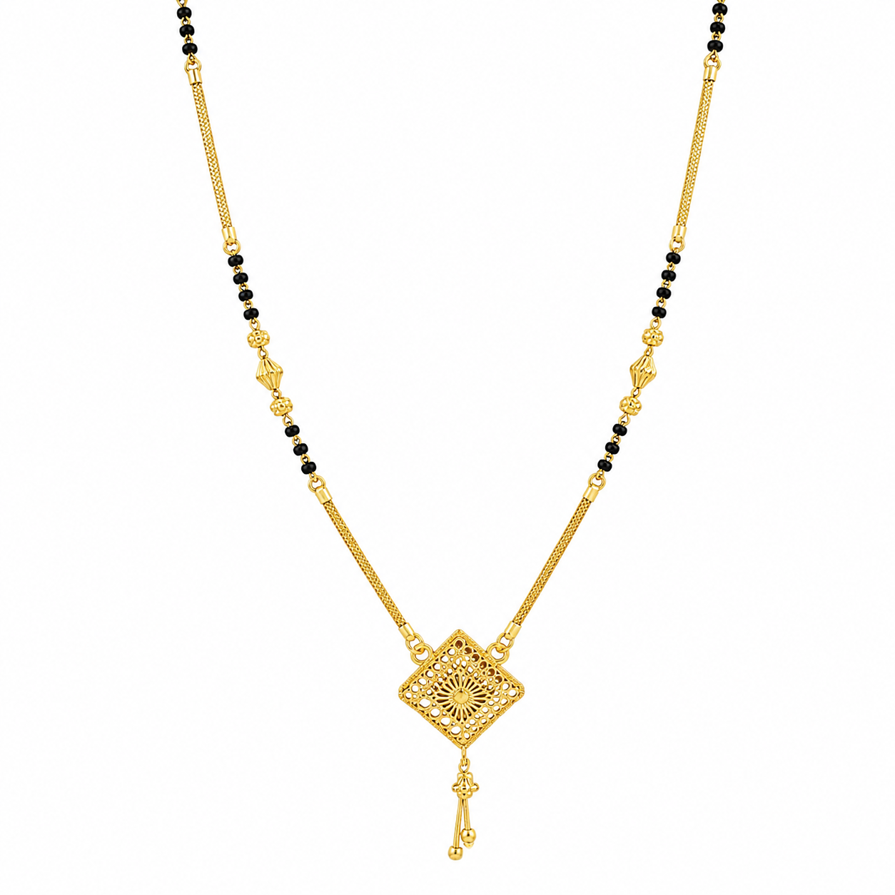 Traditional Gold Mangalsutra in 22KT Yellow Gold with Black Beads | 8.89g | Elegant Design