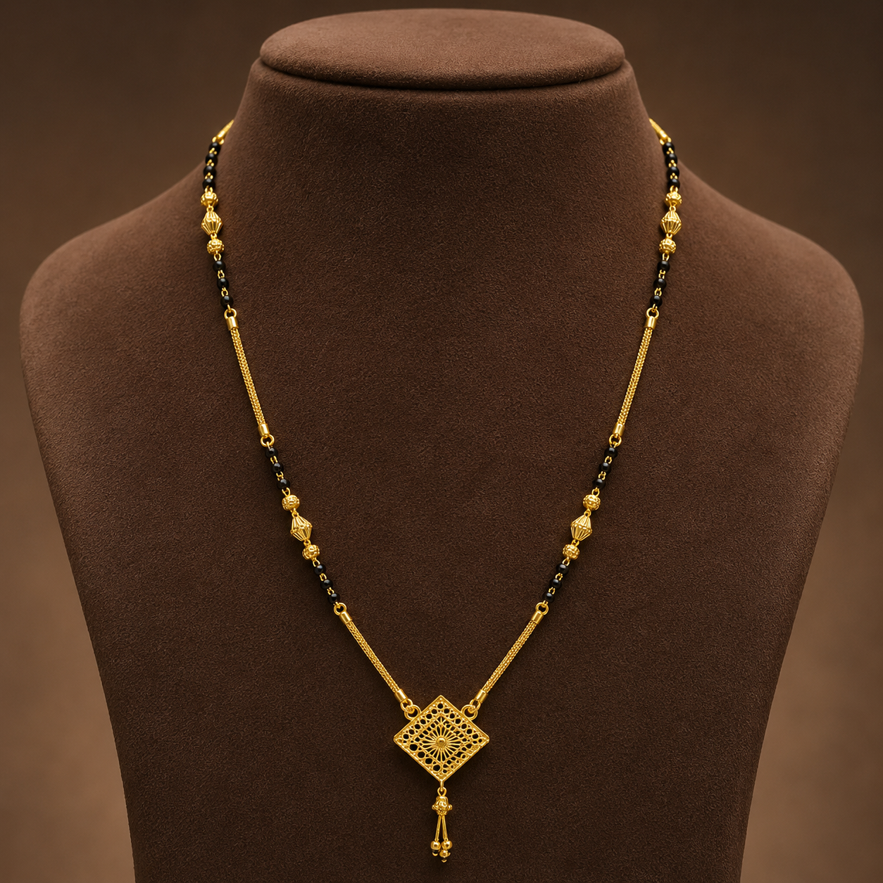 Traditional Gold Mangalsutra in 22KT Yellow Gold with Black Beads | 8.89g | Elegant Design