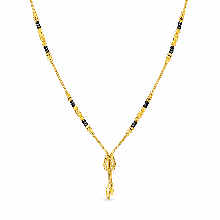 Traditional Gold Mangalsutra in 22KT Yellow Gold with Black Beads | 7.61g | Delicate Design