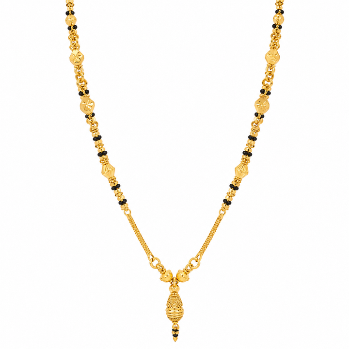 Traditional Gold Mangalsutra in 22KT Yellow Gold with Black Beads | 9.22g | Premium Design