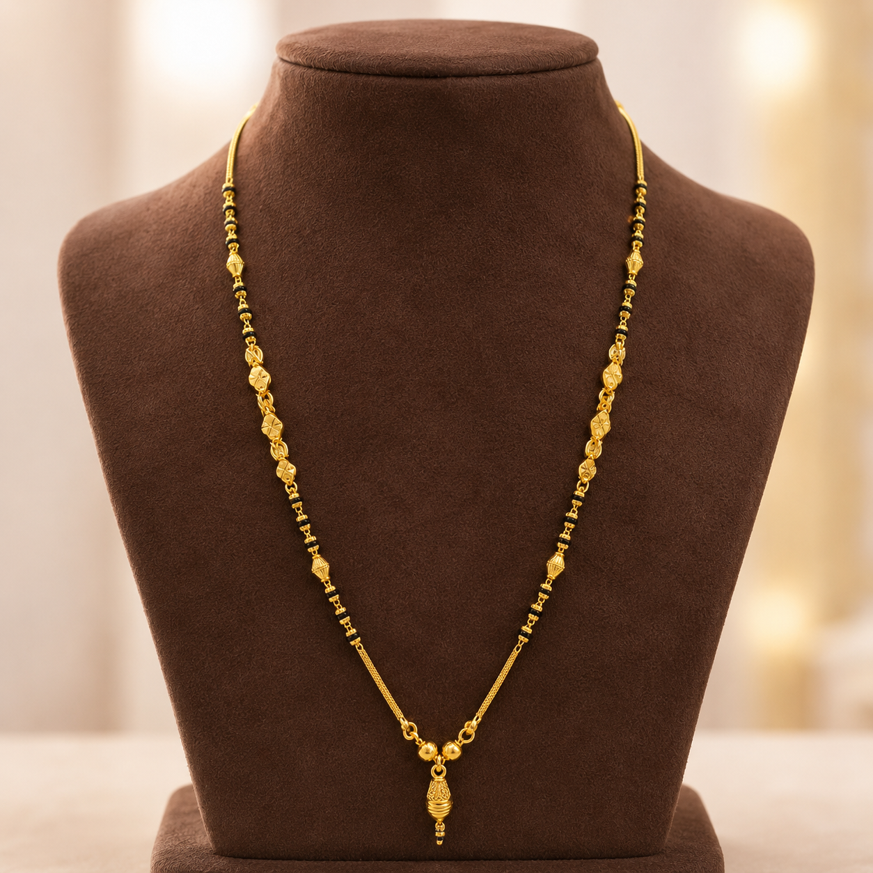 Traditional Gold Mangalsutra in 22KT Yellow Gold with Black Beads | 9.22g | Premium Design