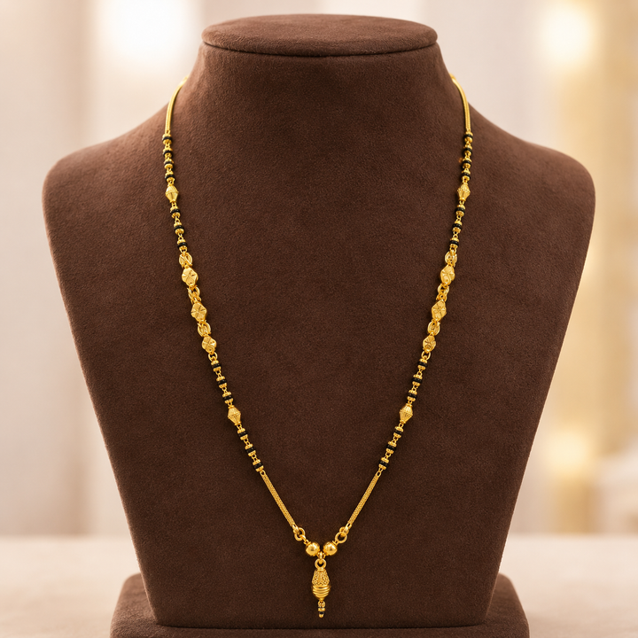 Traditional Gold Mangalsutra in 22KT Yellow Gold with Black Beads | 9.22g | Premium Design