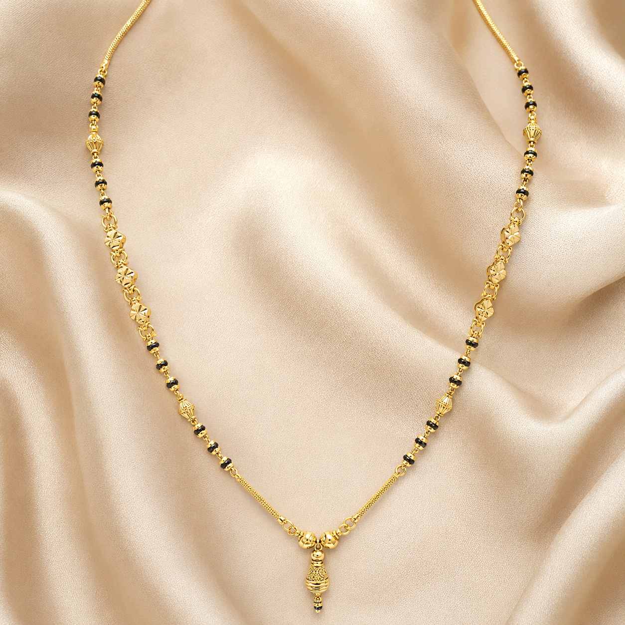 Traditional Gold Mangalsutra in 22KT Yellow Gold with Black Beads | 9.22g | Premium Design