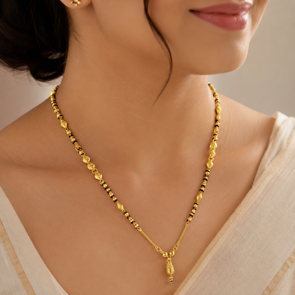Traditional Gold Mangalsutra in 22KT Yellow Gold with Black Beads | 9.22g | Premium Design