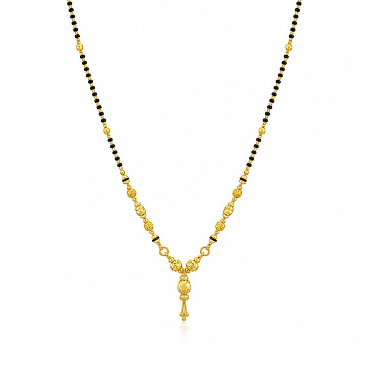 Traditional Gold Mangalsutra in 22KT Yellow Gold with Bold Black Beads | 8.35g | Statement Design