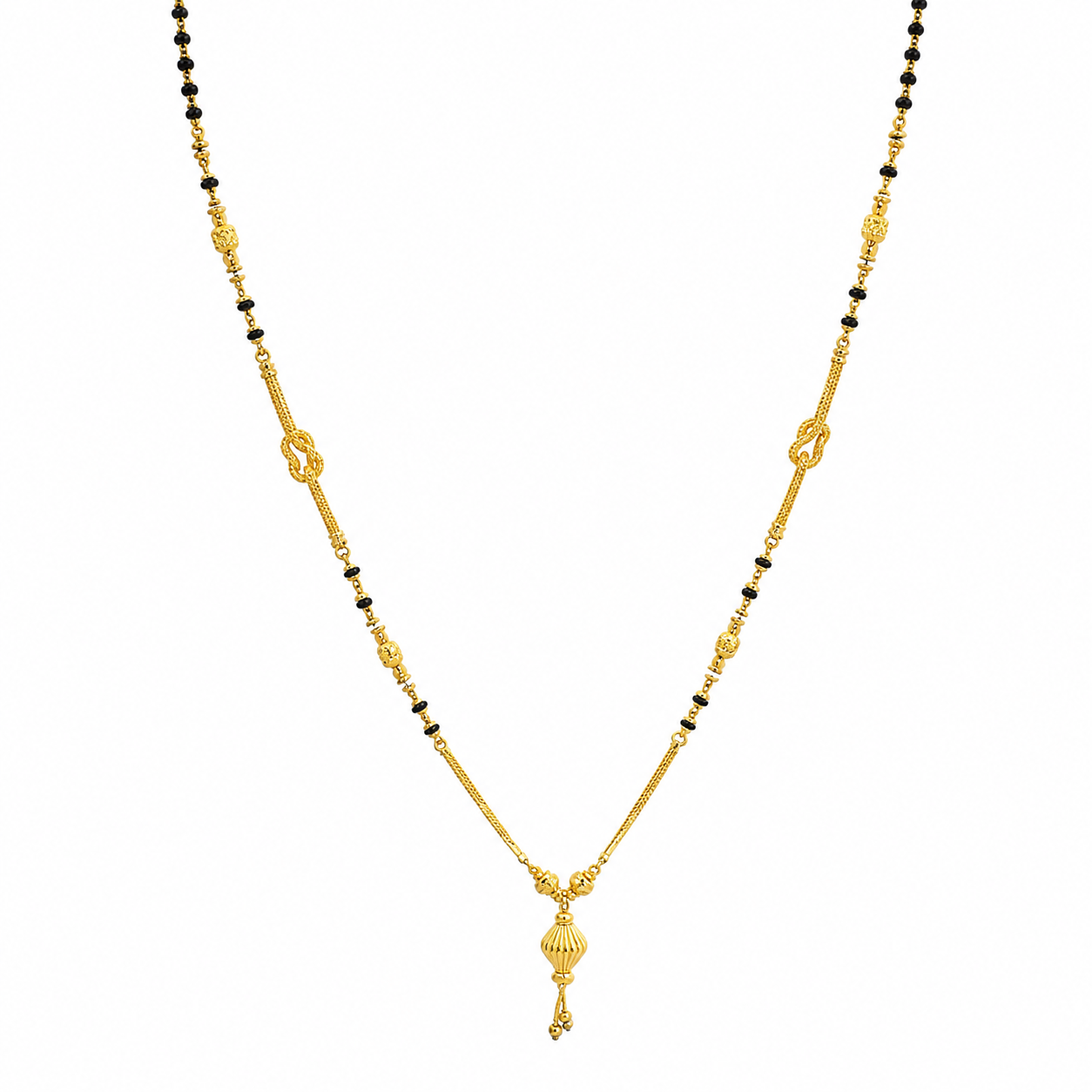 Traditional Gold Mangalsutra in 22KT Yellow Gold with Rich Black Beads | 9.70g | Bridal Design
