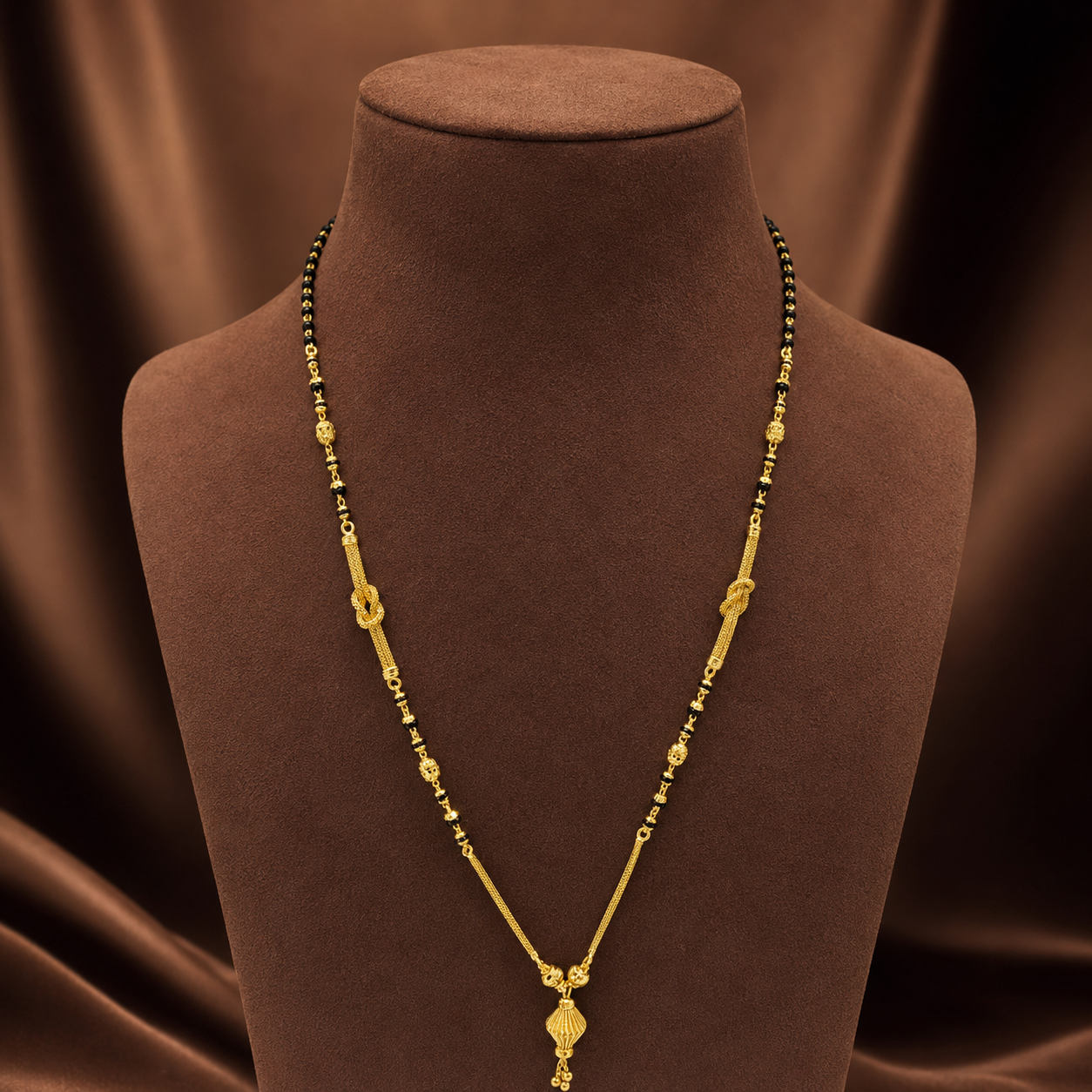 Traditional Gold Mangalsutra in 22KT Yellow Gold with Rich Black Beads | 9.70g | Bridal Design
