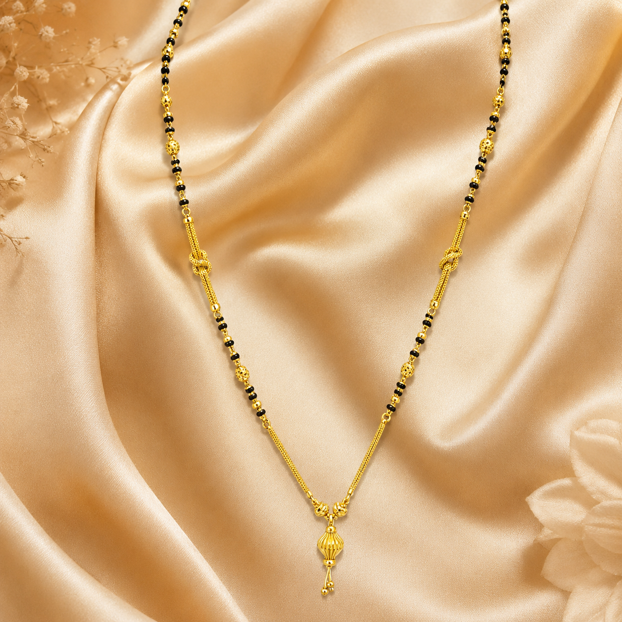 Traditional Gold Mangalsutra in 22KT Yellow Gold with Rich Black Beads | 9.70g | Bridal Design