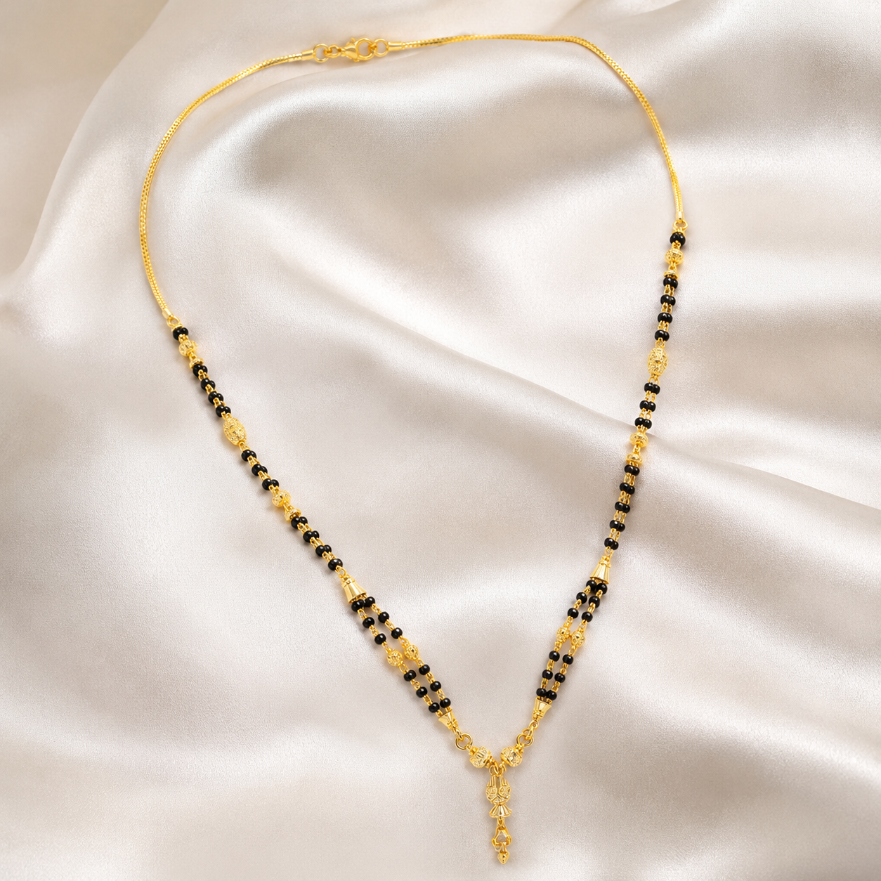 Traditional Gold Mangalsutra in 22KT Yellow Gold with Black Beads | 8.96g | Timeless Design