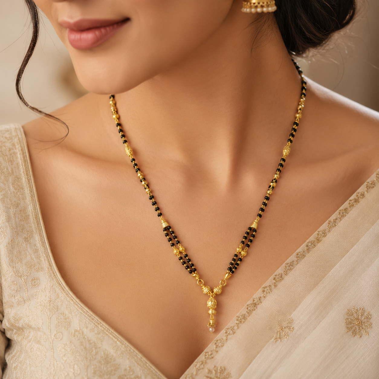 Traditional Gold Mangalsutra in 22KT Yellow Gold with Black Beads | 8.96g | Timeless Design