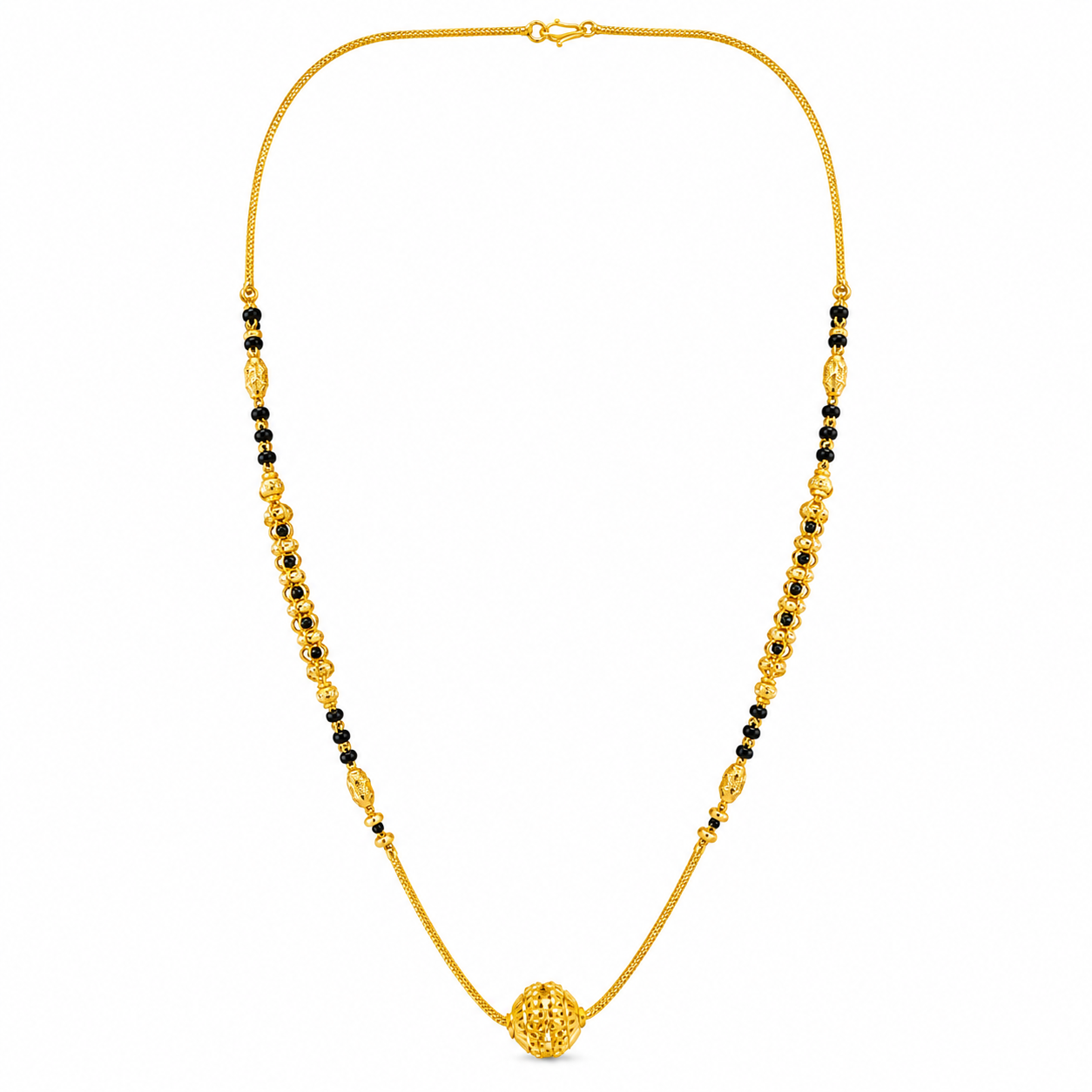 Traditional Gold Mangalsutra in 22KT Yellow Gold with Black Beads | 8.42g | Heritage Design
