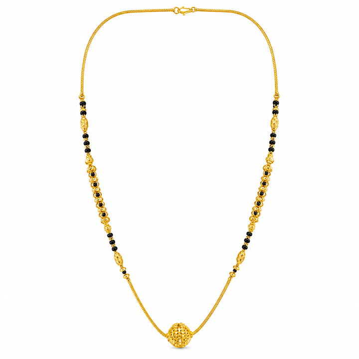 Traditional Gold Mangalsutra in 22KT Yellow Gold with Black Beads | 8.42g | Heritage Design