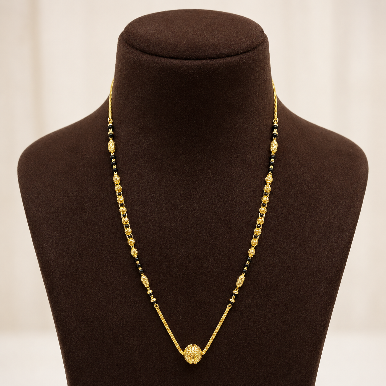 Traditional Gold Mangalsutra in 22KT Yellow Gold with Black Beads | 8.42g | Heritage Design