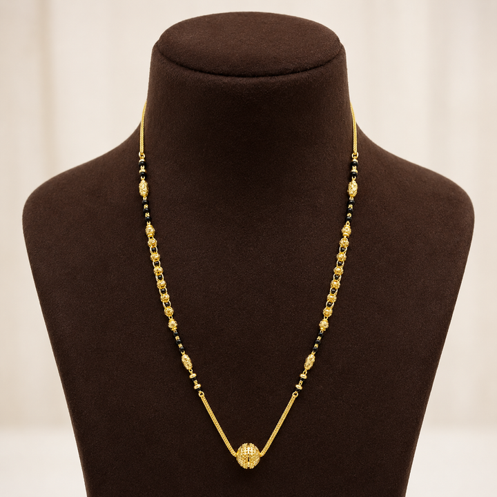 Traditional Gold Mangalsutra in 22KT Yellow Gold with Black Beads | 8.42g | Heritage Design