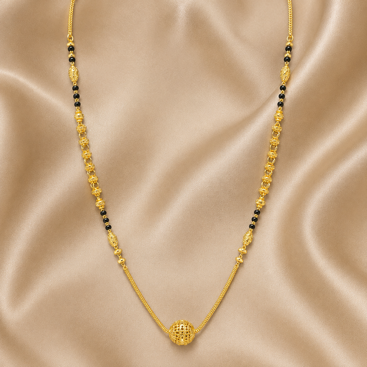 Traditional Gold Mangalsutra in 22KT Yellow Gold with Black Beads | 8.42g | Heritage Design
