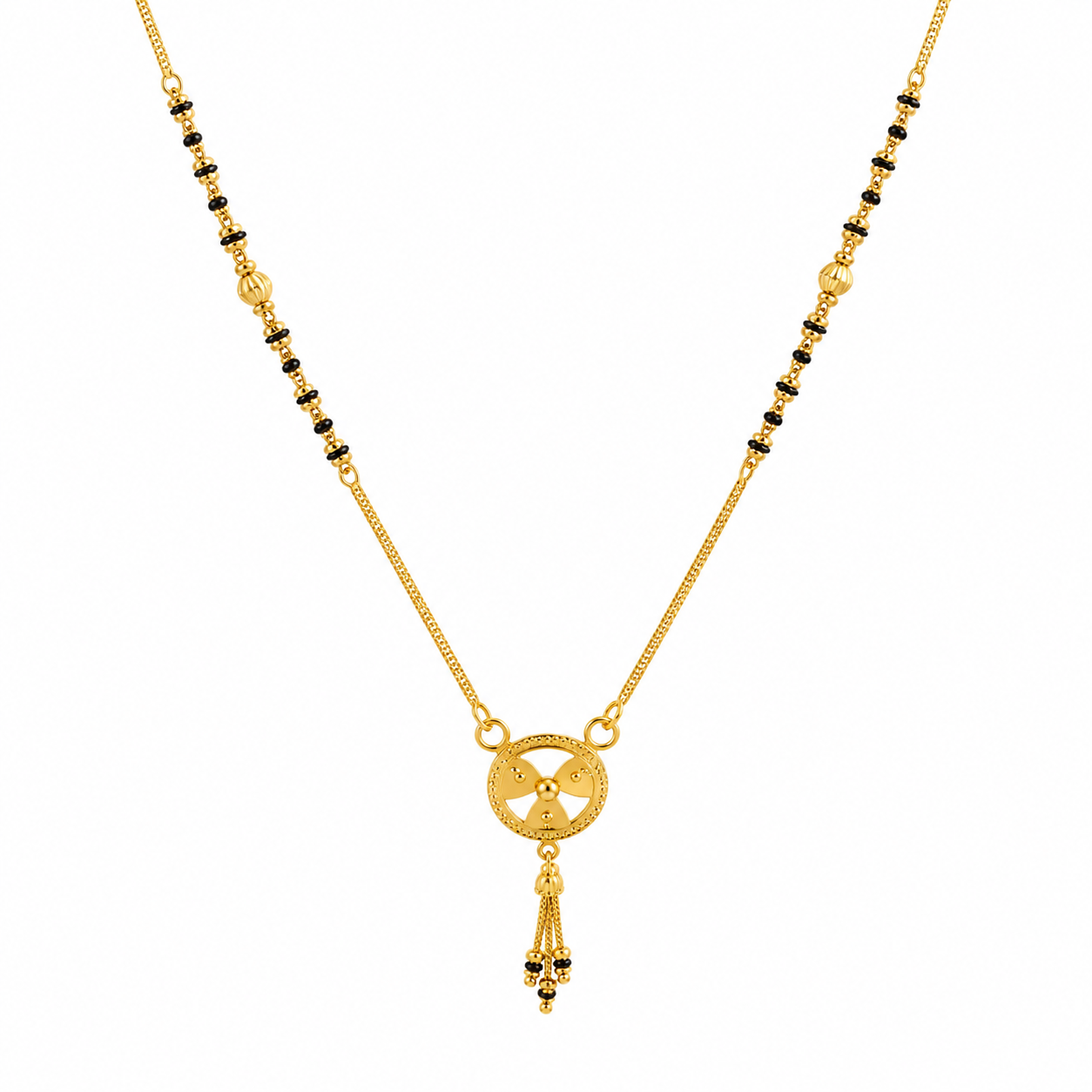 Traditional Gold Mangalsutra in 22KT Yellow Gold with Black Beads | 7.70g | Graceful Design