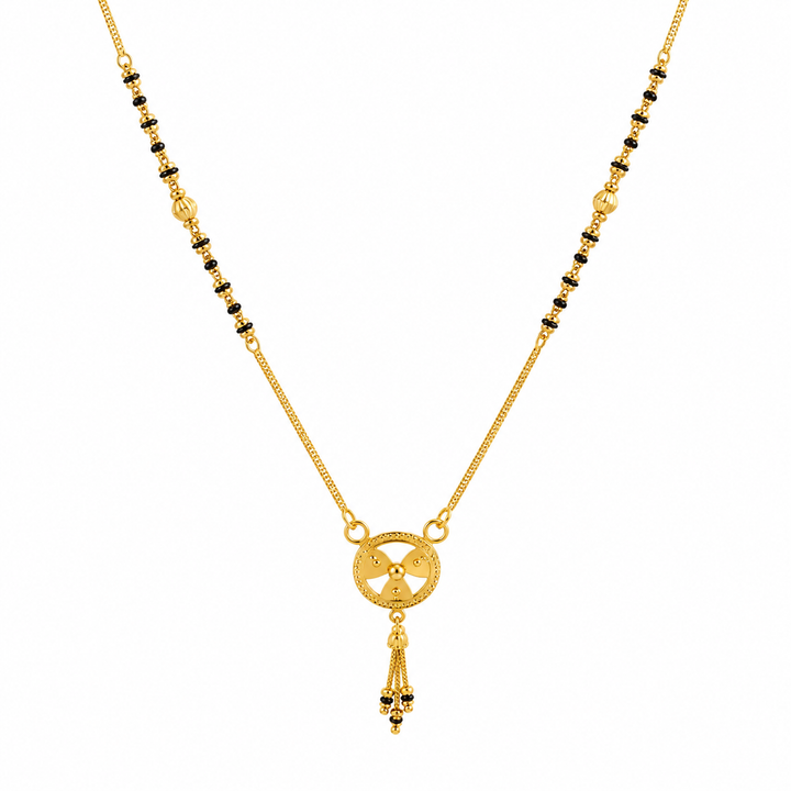 Traditional Gold Mangalsutra in 22KT Yellow Gold with Black Beads | 7.70g | Graceful Design