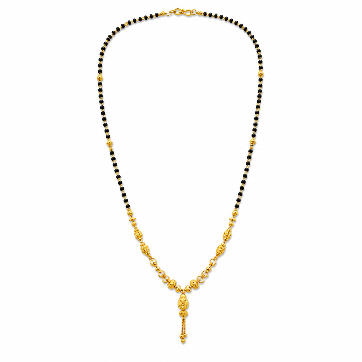 Traditional Gold Mangalsutra in 22KT Yellow Gold with Heavy Black Beads | 8.00g | Artisan Design