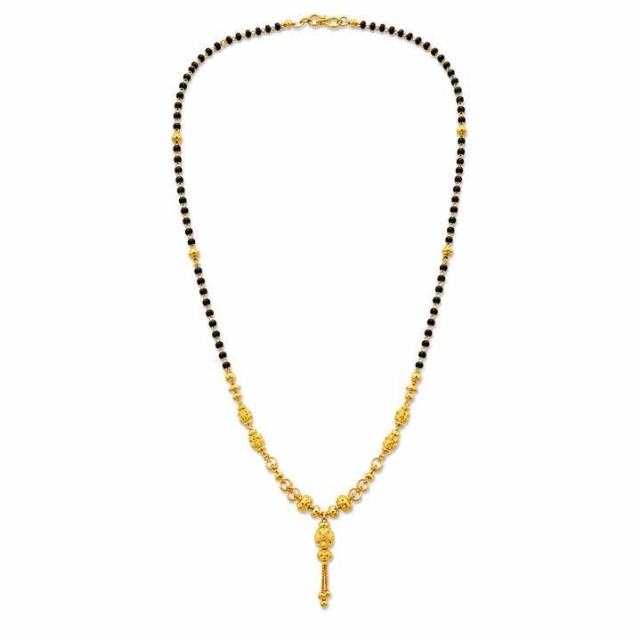 Traditional Gold Mangalsutra in 22KT Yellow Gold with Heavy Black Beads | 8.00g | Artisan Design