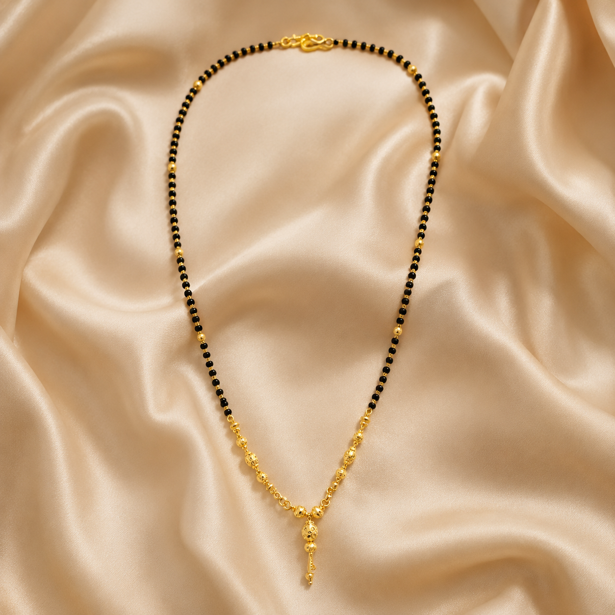 Traditional Gold Mangalsutra in 22KT Yellow Gold with Heavy Black Beads | 8.00g | Artisan Design