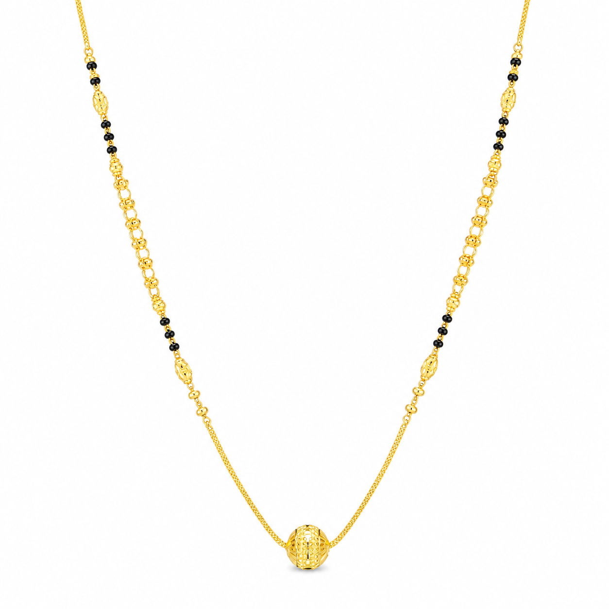 Traditional Gold Mangalsutra in 22KT Yellow Gold with Black Beads | 10.50g | Royal Design