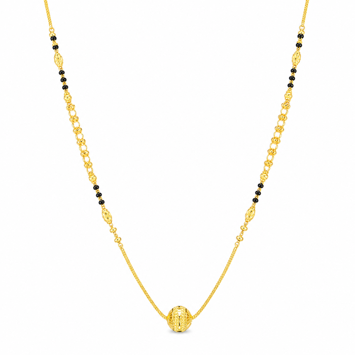 Traditional Gold Mangalsutra in 22KT Yellow Gold with Black Beads | 10.50g | Royal Design