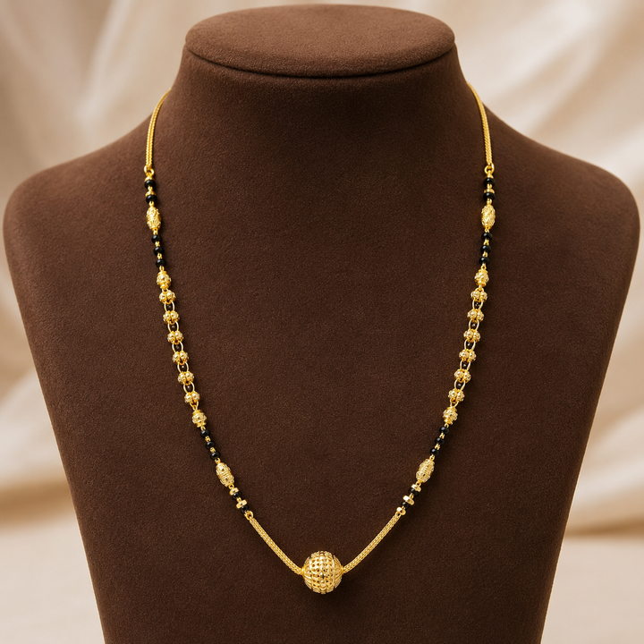 Traditional Gold Mangalsutra in 22KT Yellow Gold with Black Beads | 10.50g | Royal Design