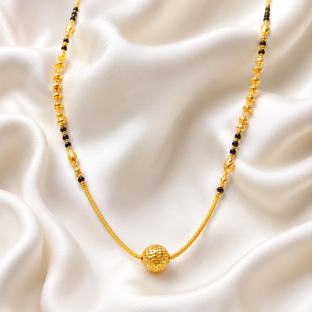 Traditional Gold Mangalsutra in 22KT Yellow Gold with Black Beads | 10.50g | Royal Design