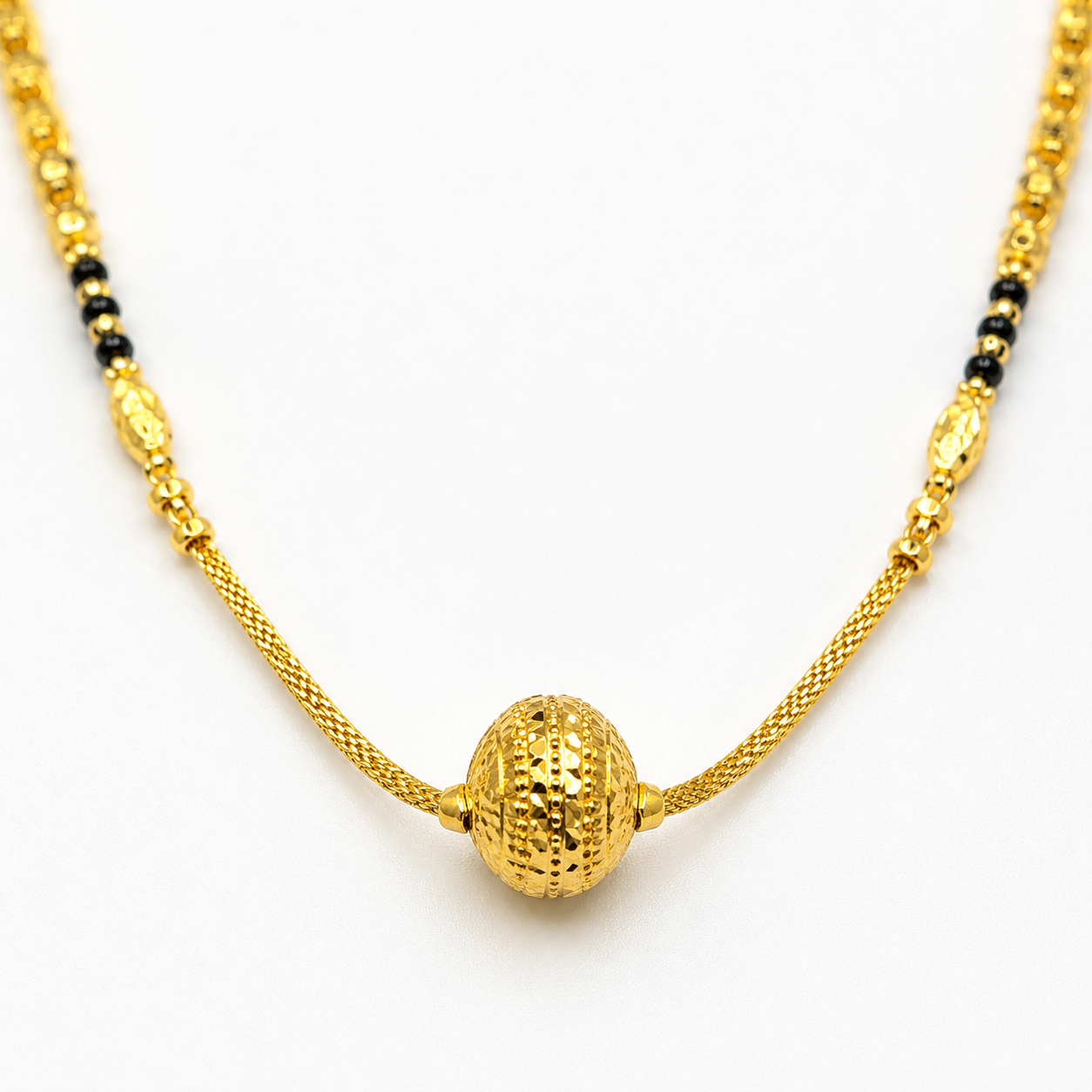 Traditional Gold Mangalsutra in 22KT Yellow Gold with Black Beads | 10.50g | Royal Design