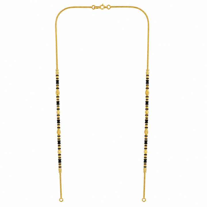 Traditional Gold Mangalsutra Chain in 22KT Yellow Gold with Black Beads | 8.32g | Charming Design