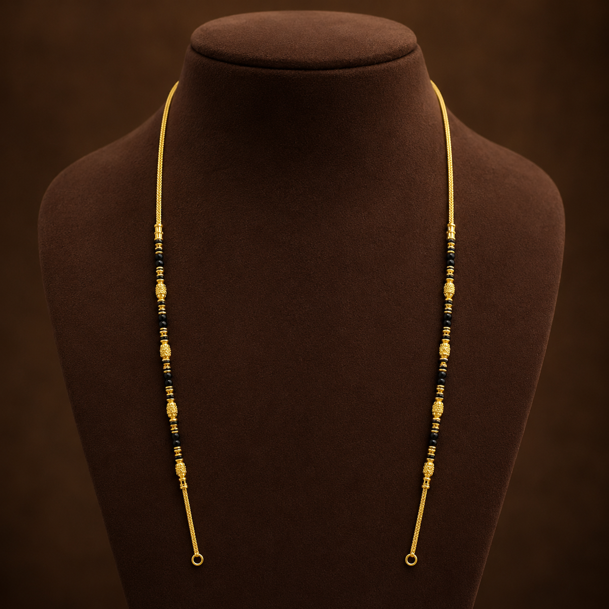 Traditional Gold Mangalsutra Chain in 22KT Yellow Gold with Black Beads | 8.32g | Charming Design