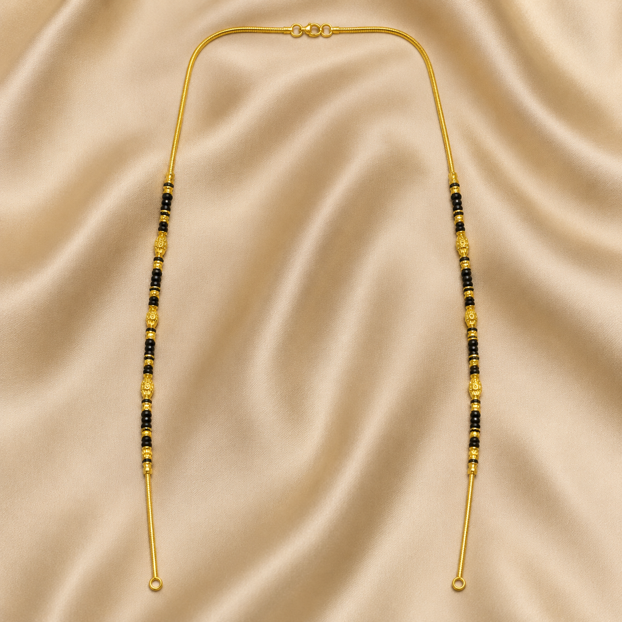 Traditional Gold Mangalsutra Chain in 22KT Yellow Gold with Black Beads | 8.32g | Charming Design