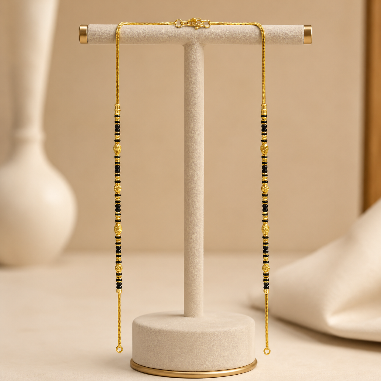 Traditional Gold Mangalsutra Chain in 22KT Yellow Gold with Black Beads | 8.32g | Charming Design