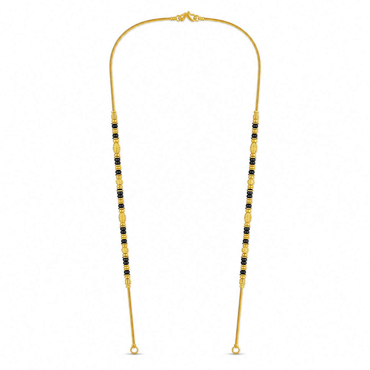 Traditional Gold Mangalsutra Chain in 22KT Yellow Gold with Black Beads | 8.21g | Elegant Chain