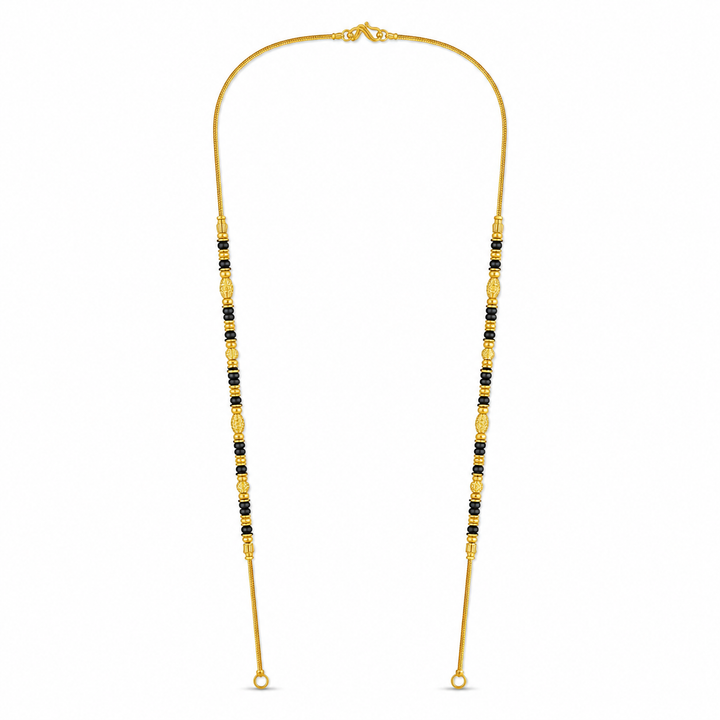 Traditional Gold Mangalsutra Chain in 22KT Yellow Gold with Black Beads | 8.21g | Elegant Chain