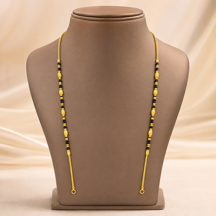 Traditional Gold Mangalsutra Chain in 22KT Yellow Gold with Black Beads | 8.21g | Elegant Chain