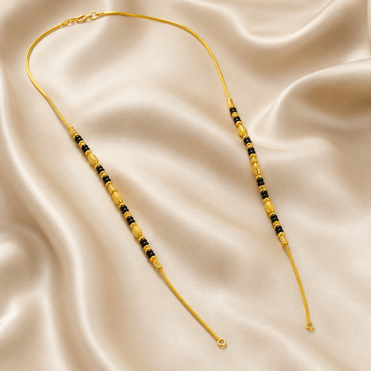 Traditional Gold Mangalsutra Chain in 22KT Yellow Gold with Black Beads | 8.21g | Elegant Chain