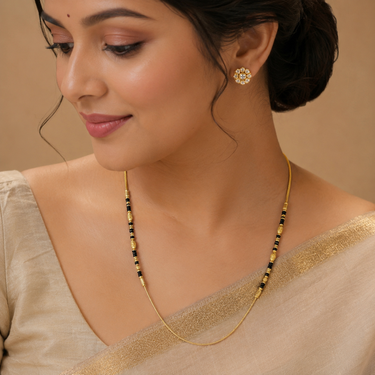 Traditional Gold Mangalsutra Chain in 22KT Yellow Gold with Black Beads | 8.21g | Elegant Chain